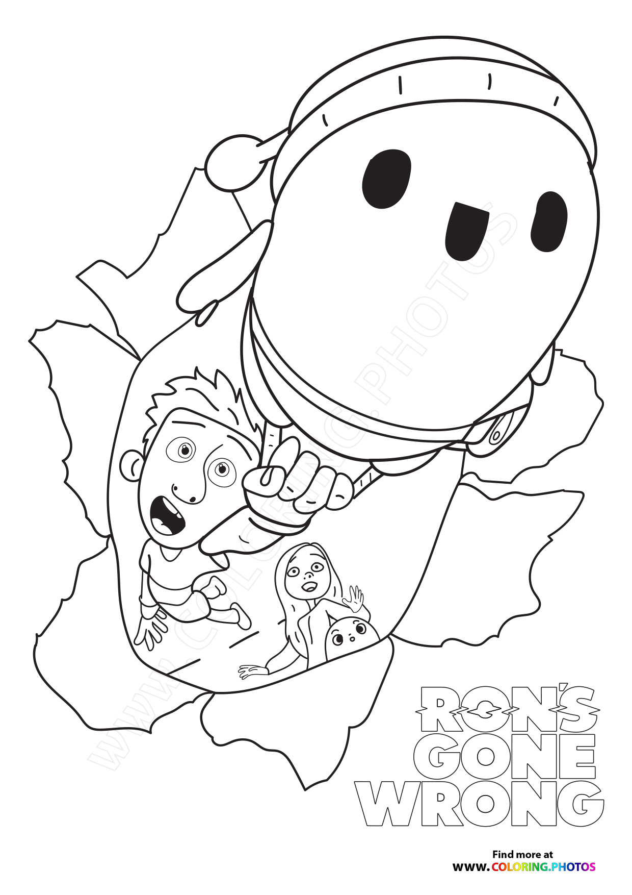 Ron's Gone Wrong flaying coloring page