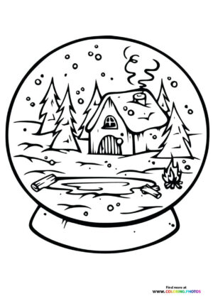 Winter cabin snow globe