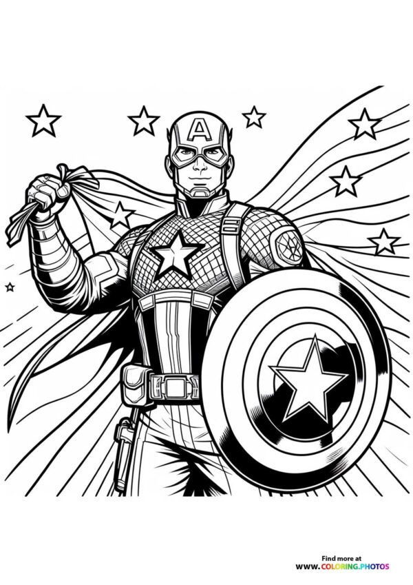 Captain America holding a flag