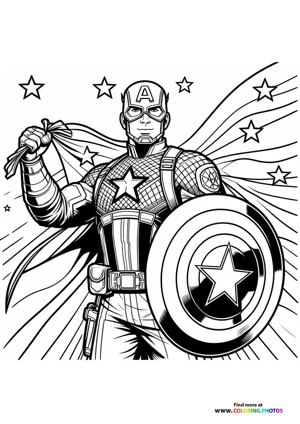 Captain America holding a flag