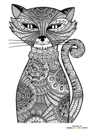 Cat coloring page for adults