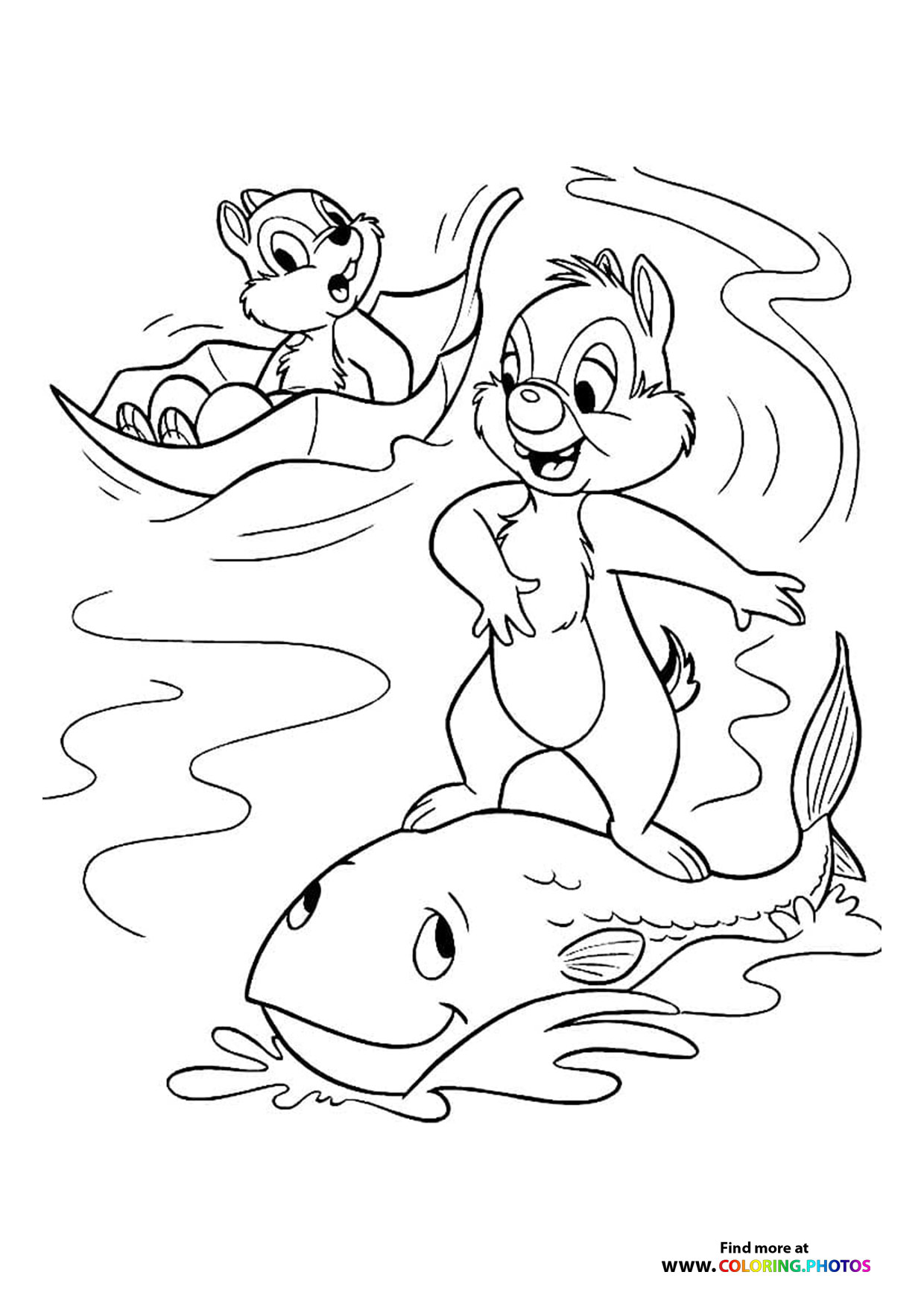 Chip and Dale Surfing on a Fish