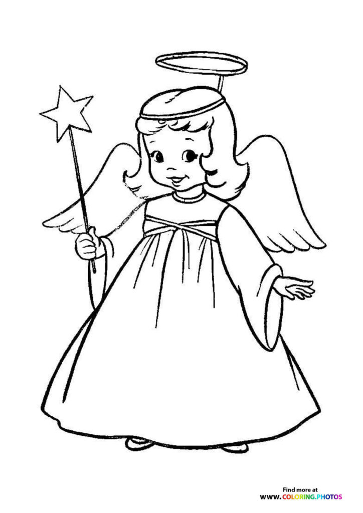 Christmas angel with a wand coloring page