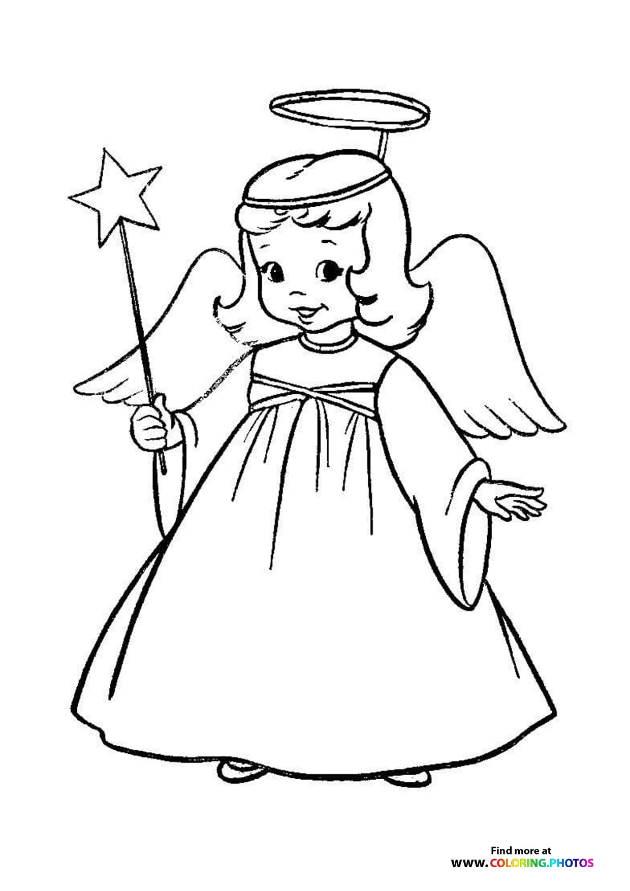 Christmas angel with a wand coloring page