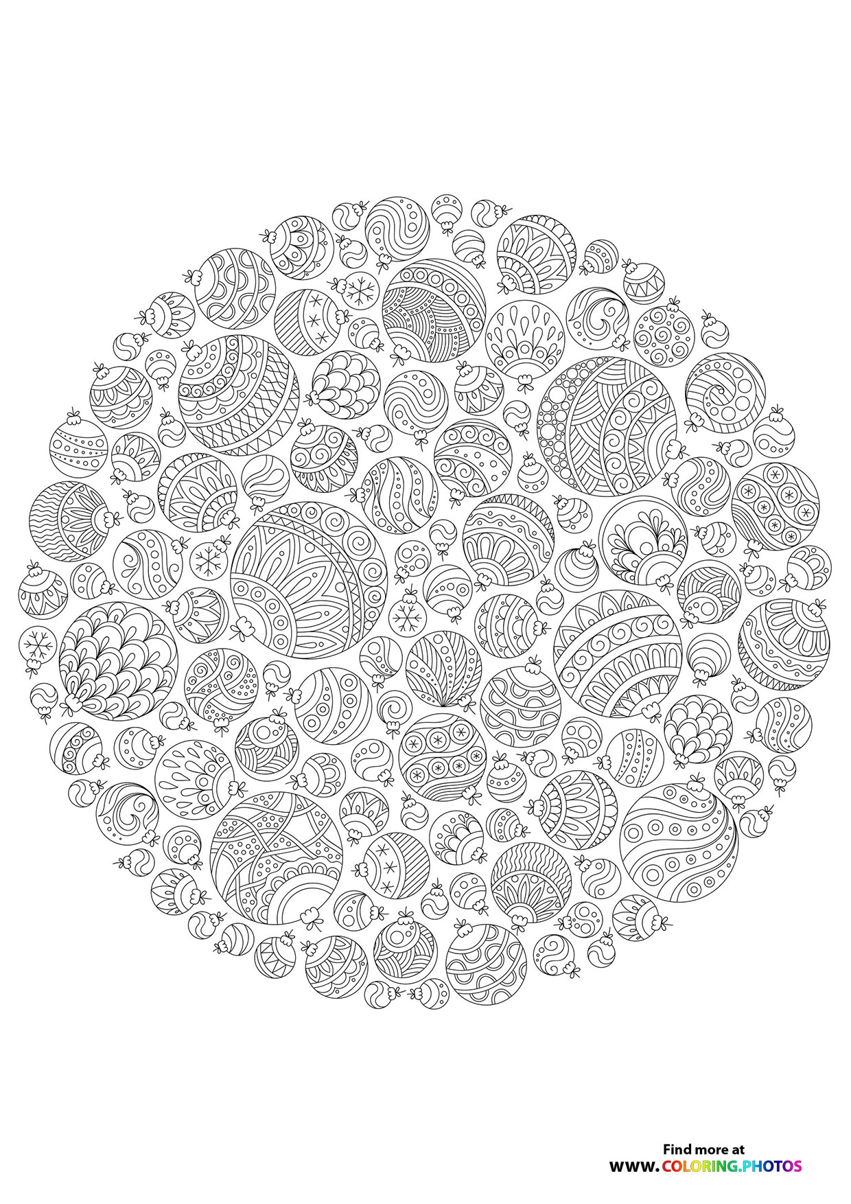 Christmas balls mandala coloring page