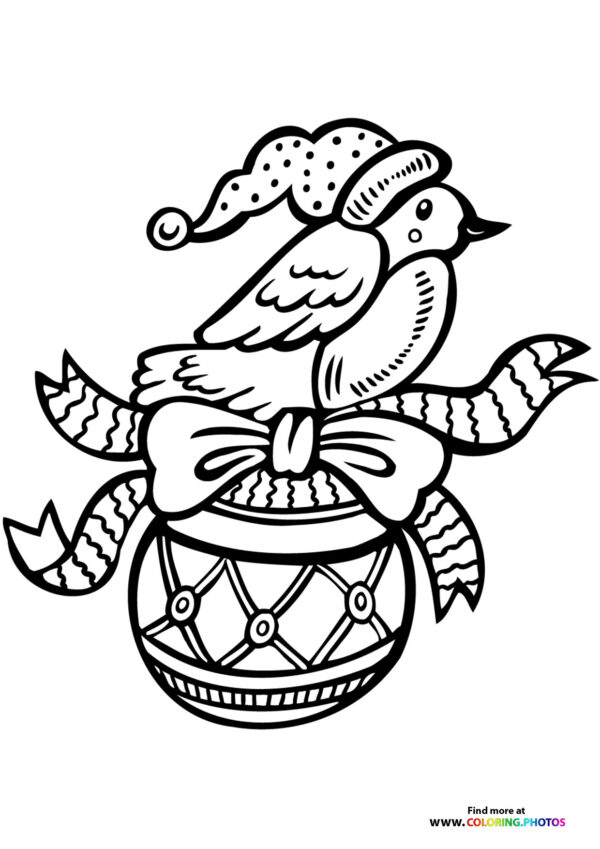 Christmas bird ornament coloring page