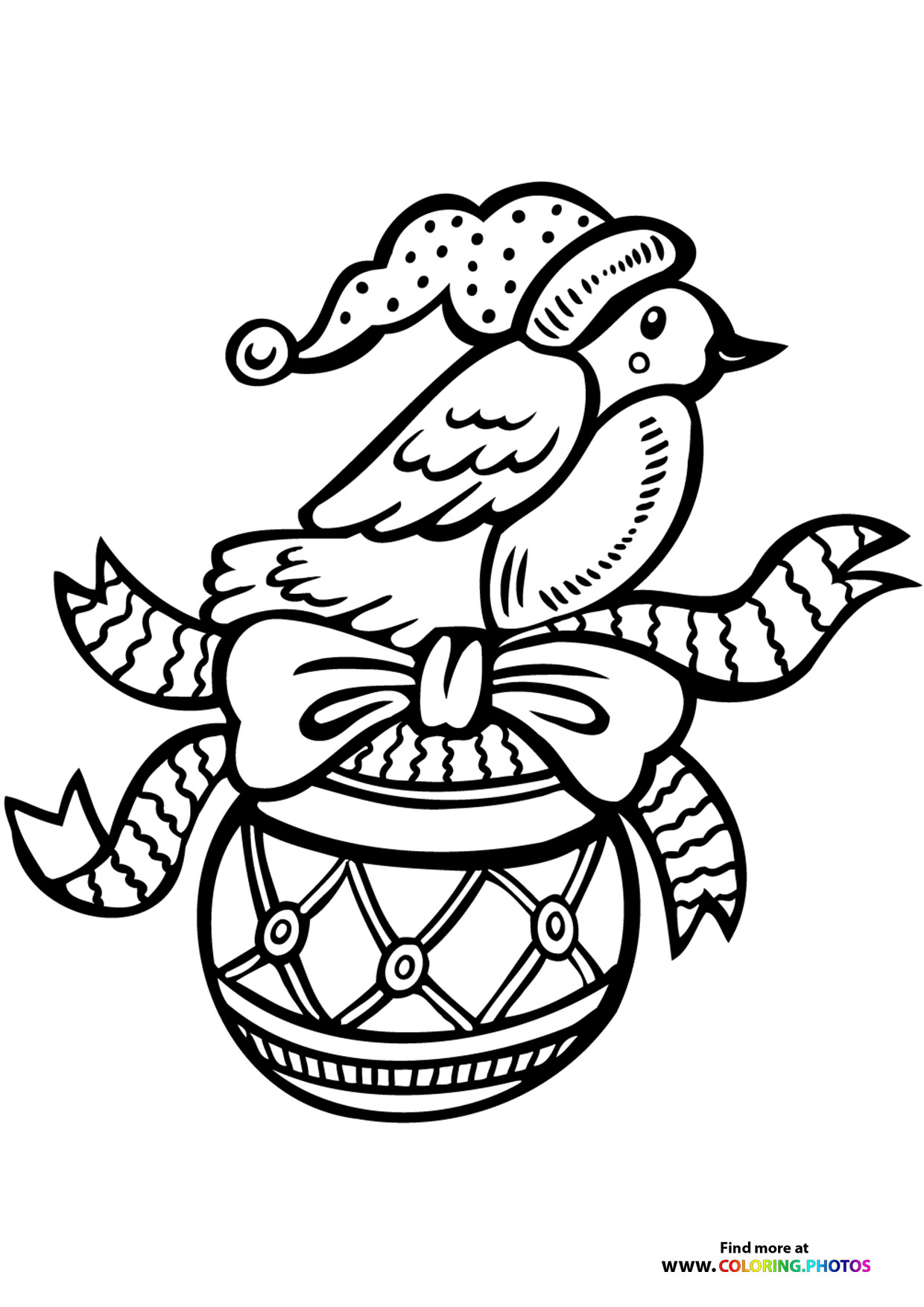 Christmas bird ornament coloring page