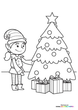 Christmas Elf with Decorated Tree
