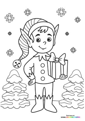 Cheerful Christmas Elf with Gift