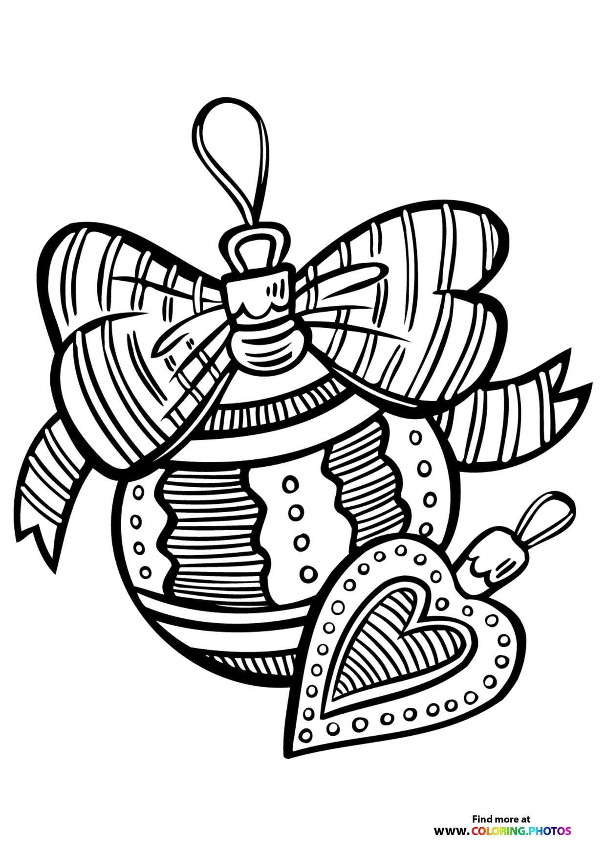 Christmas hart ornament coloring page