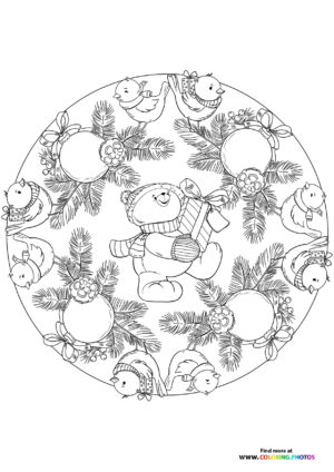 Snowman and Cardinals Christmas Mandala