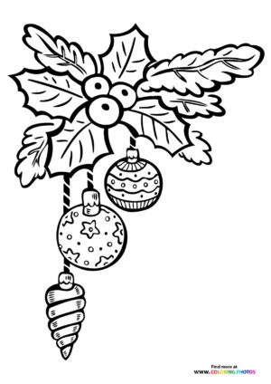 Christmas Ornaments with Holly Branch