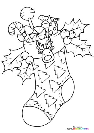 Christmas Stocking with Candy and Reindeer