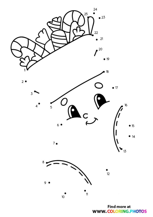 Christmas stocking dot the dots worksheet
