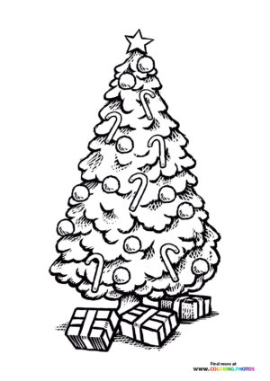 Christmas Tree with Candy Canes and Ornaments