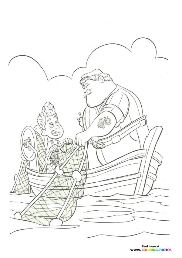 Alberto and Massimo fishing coloring page