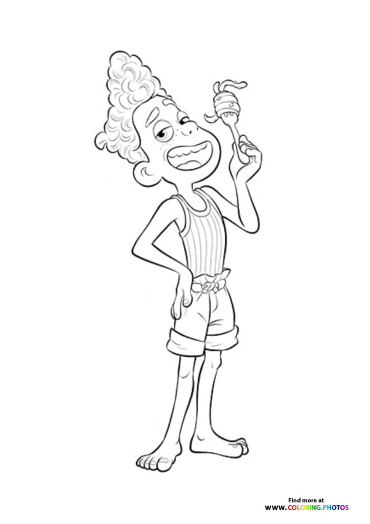 Ciao Alberto eating spaghetti coloring page