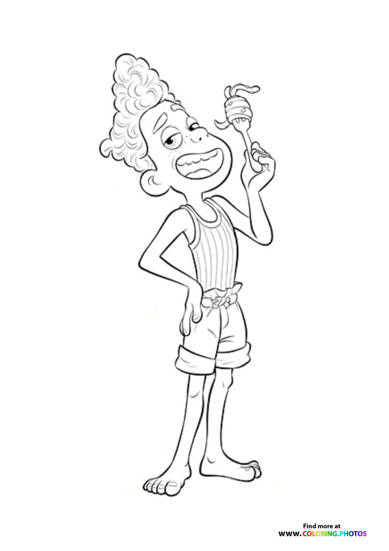 Ciao Alberto eating spaghetti coloring page
