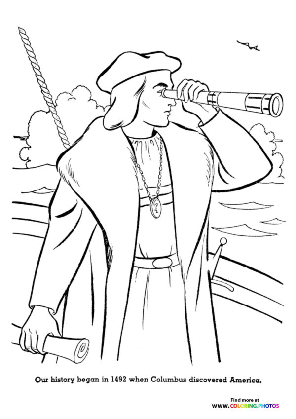 Columbus exploring coloring page