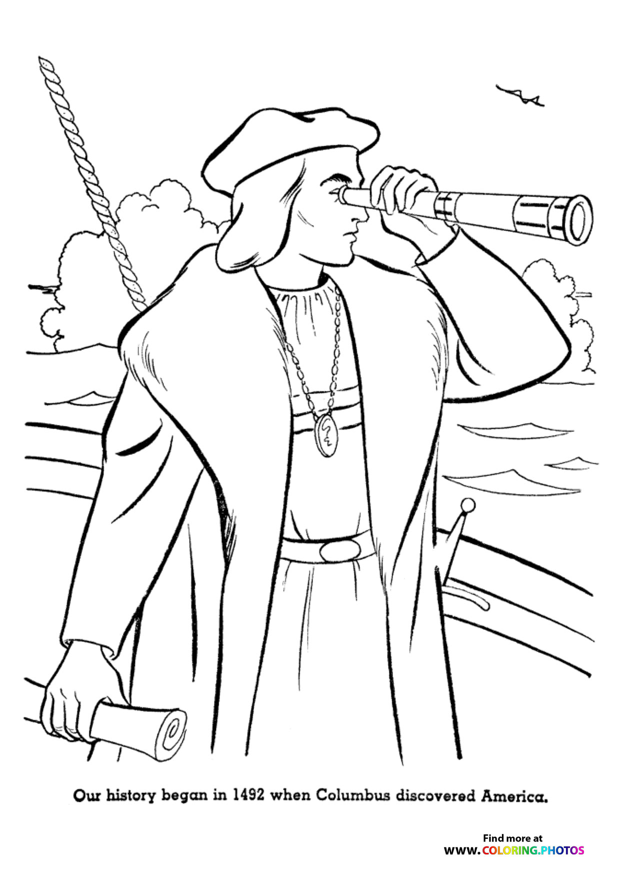 Columbus exploring coloring page
