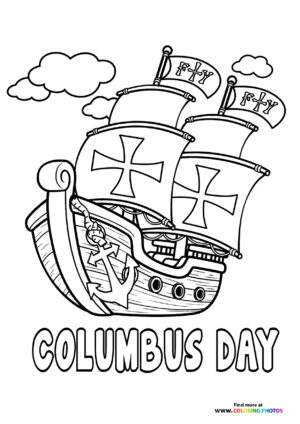 Columbus Day Ship with Flags