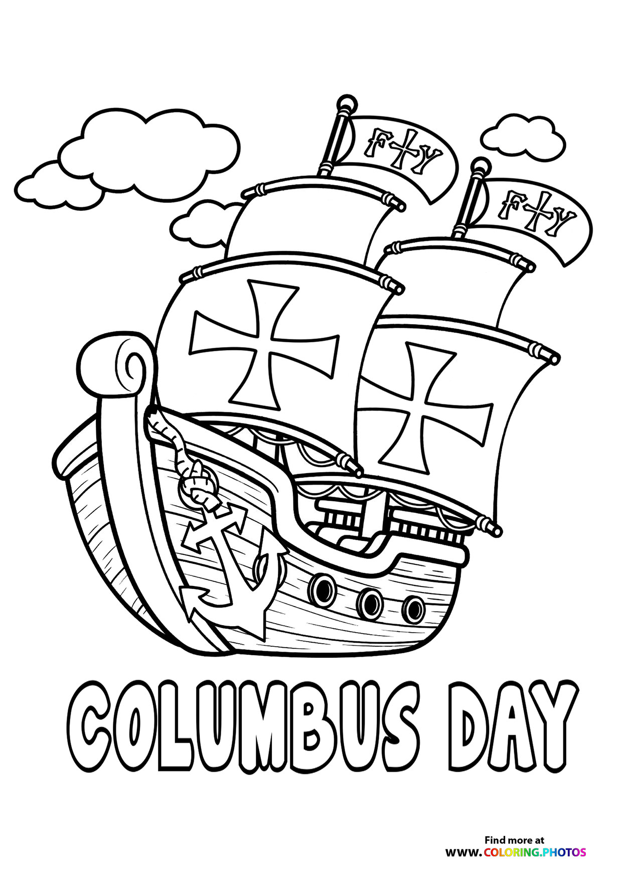 Columbus day ship coloring page