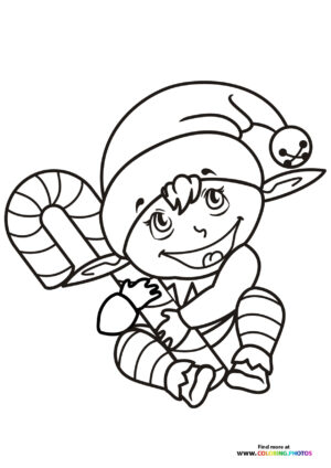 Christmas Elf with Candy Cane