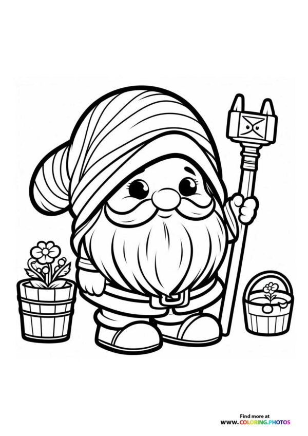 Garden Gnome with Flowers