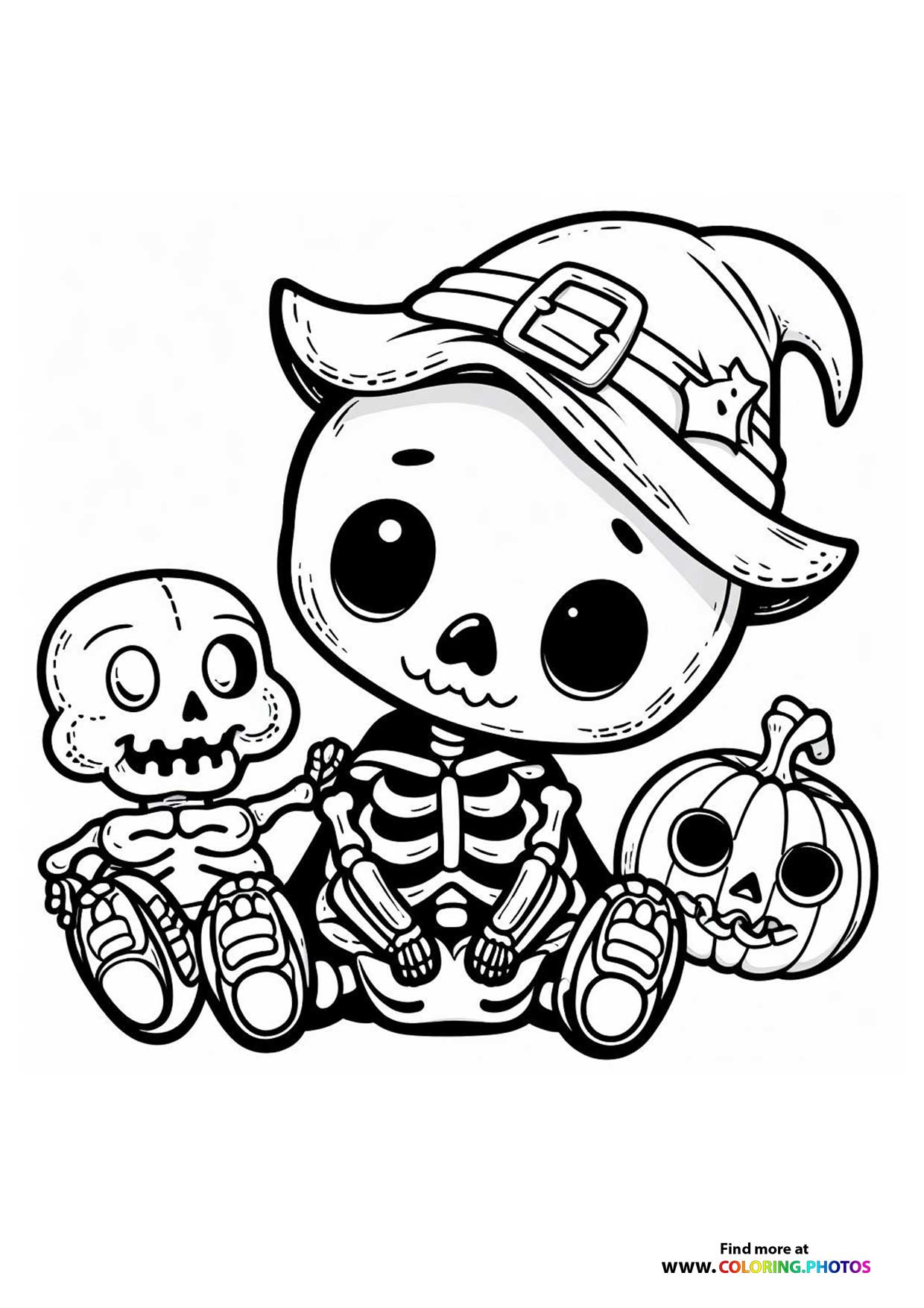 Skeleton Witch with Pumpkin Friend