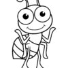 Cute ant smiling coloring page