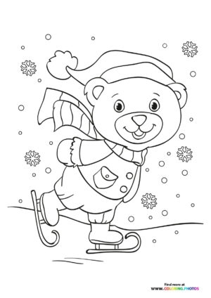 Cute Teddy bear ice skating