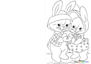 Easter Bunnies Holding Flowers