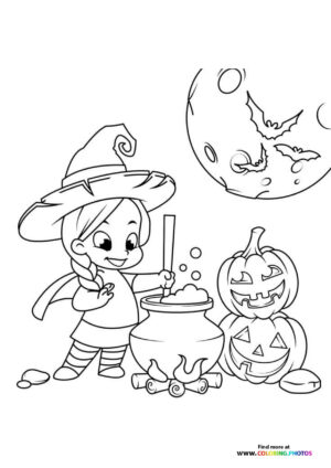 Young Witch Brewing a Potion