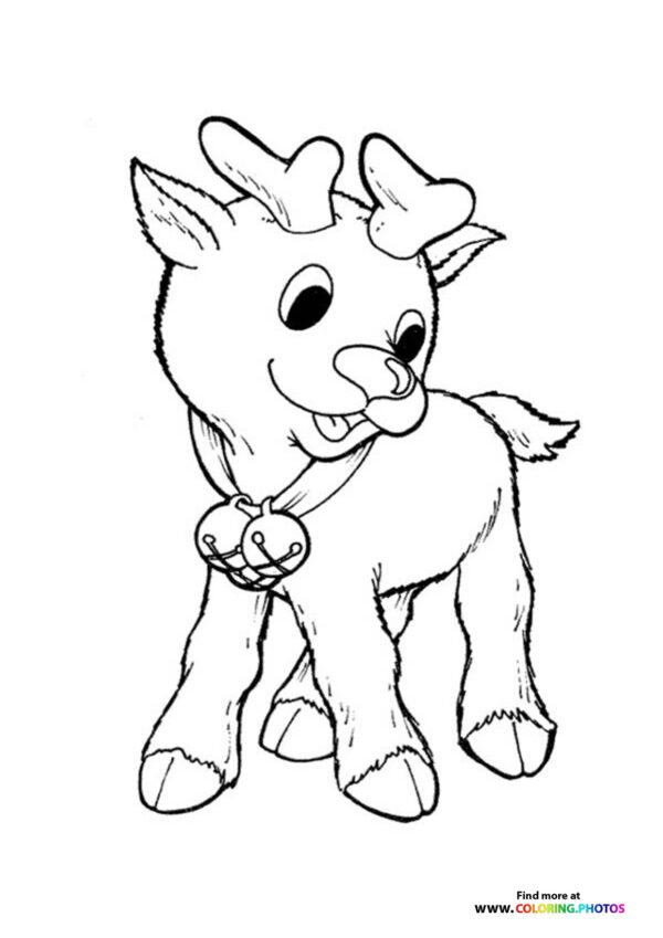 Cute little baby raindeer coloring page