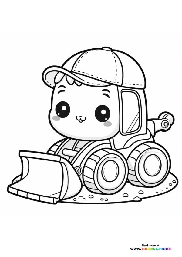 Cute little digger with a hat