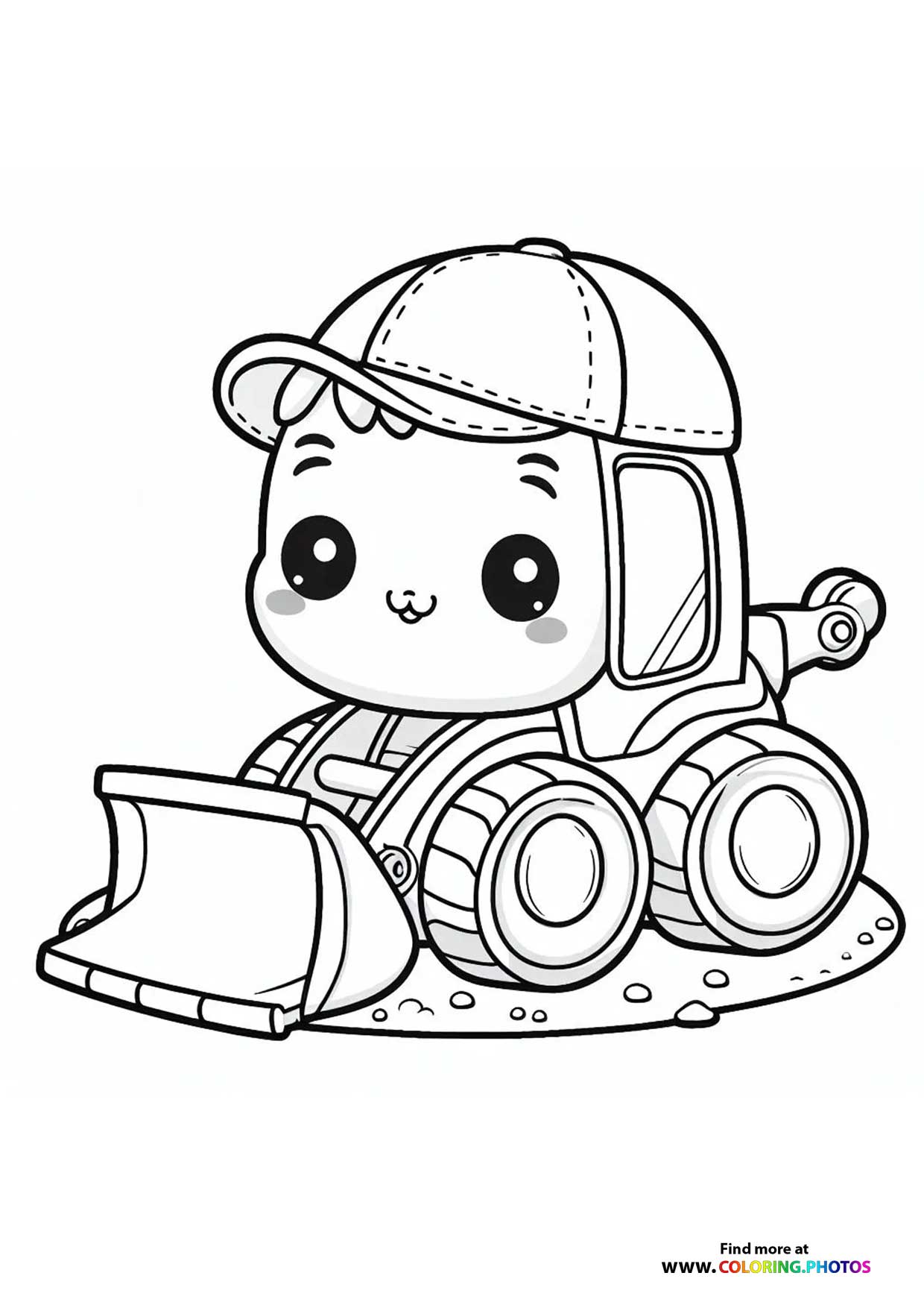 Cute little digger with a hat