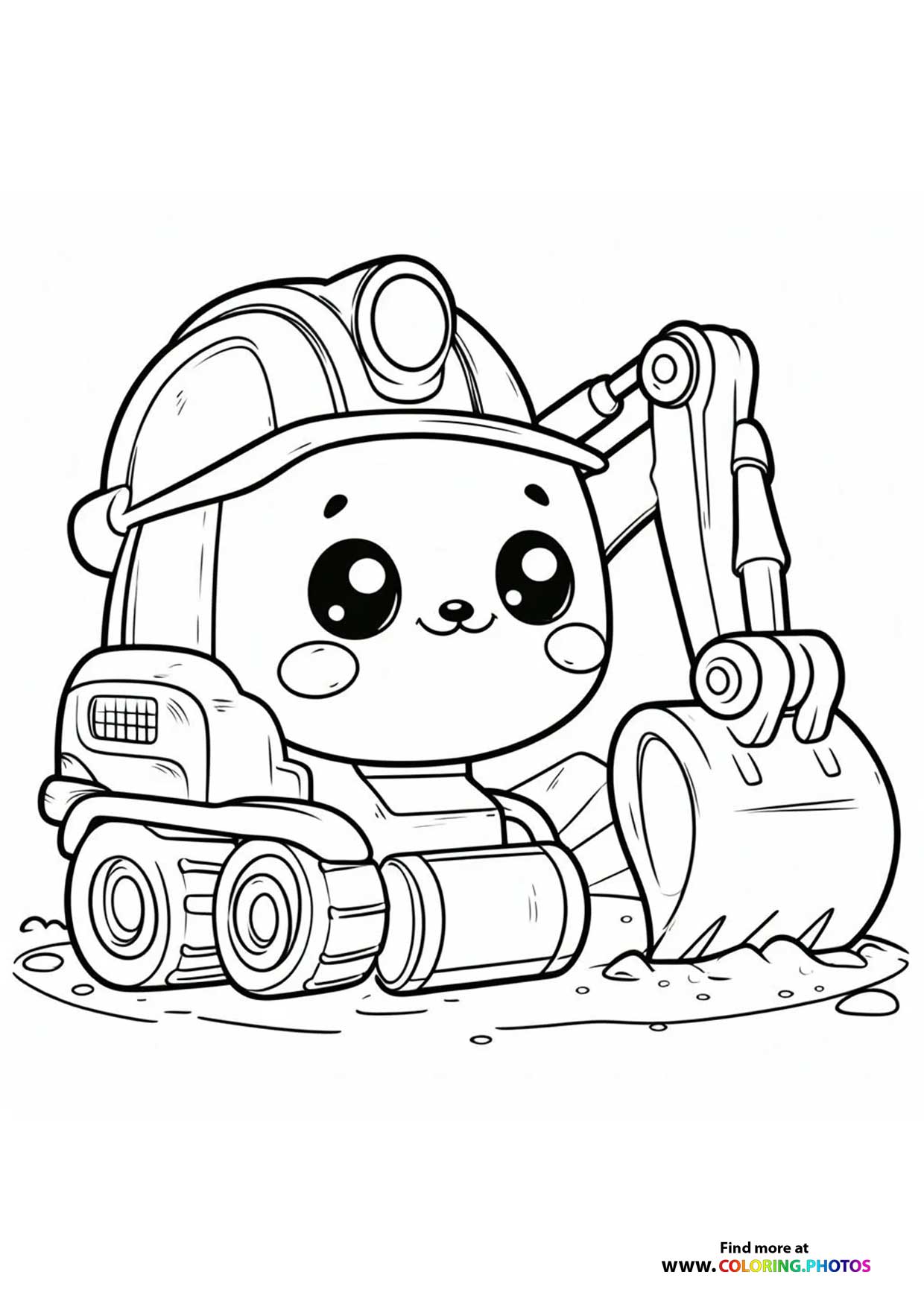 Cute little digger with helmet