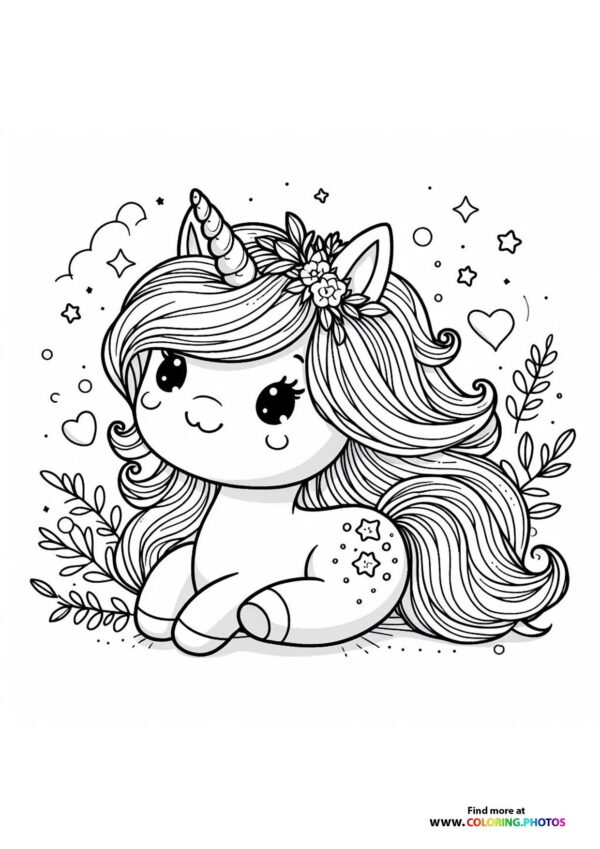 Cute little unicorn resting