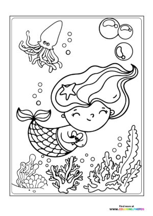 Cute mermaid swimming