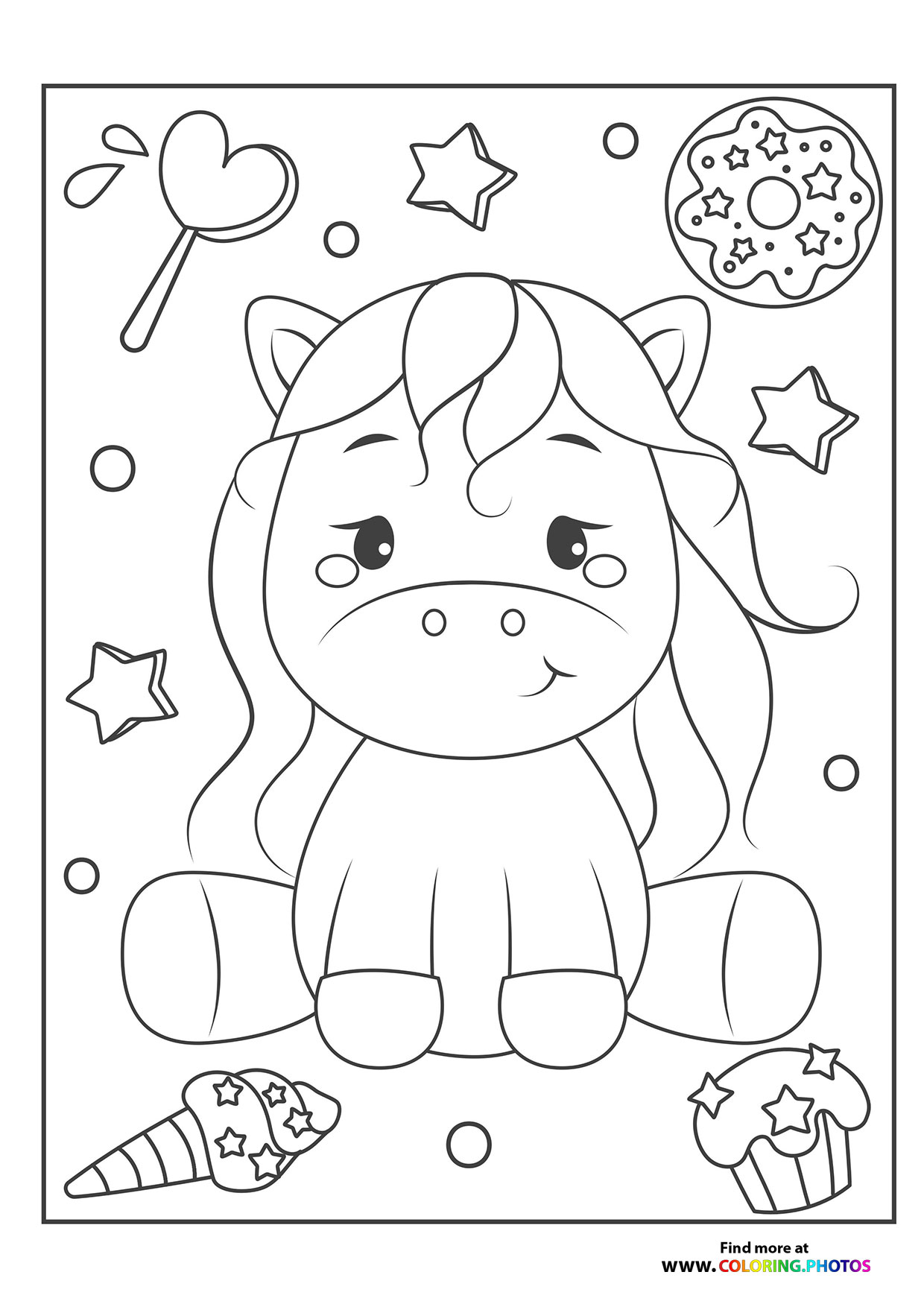 Cute pony with sweets