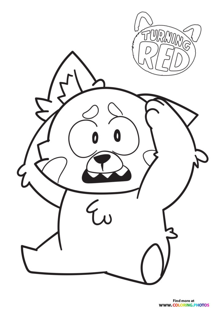ute turning red panda coloring page