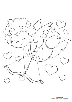 Cupid with Bow and Hearts