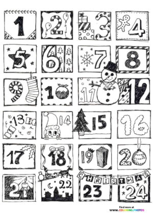 Advent Calendar with Numbers 1 to 24