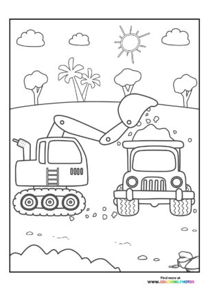 Digger loading truck