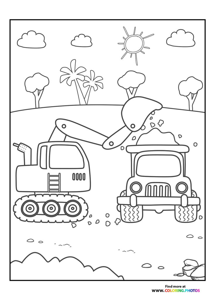 Digger loading truck
