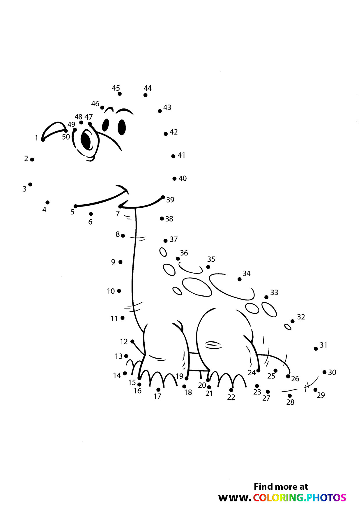Dinosaur dot the dots worksheet