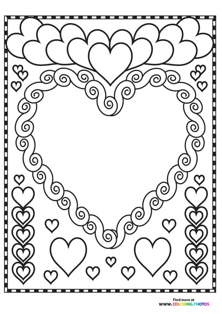 Do it yourself Valentines card coloring page