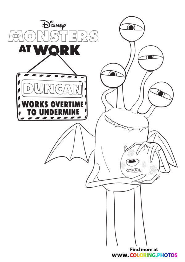 Duncanc monsters at work coloring page