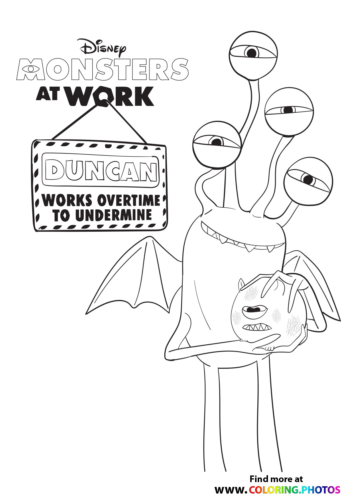 Duncanc monsters at work coloring page