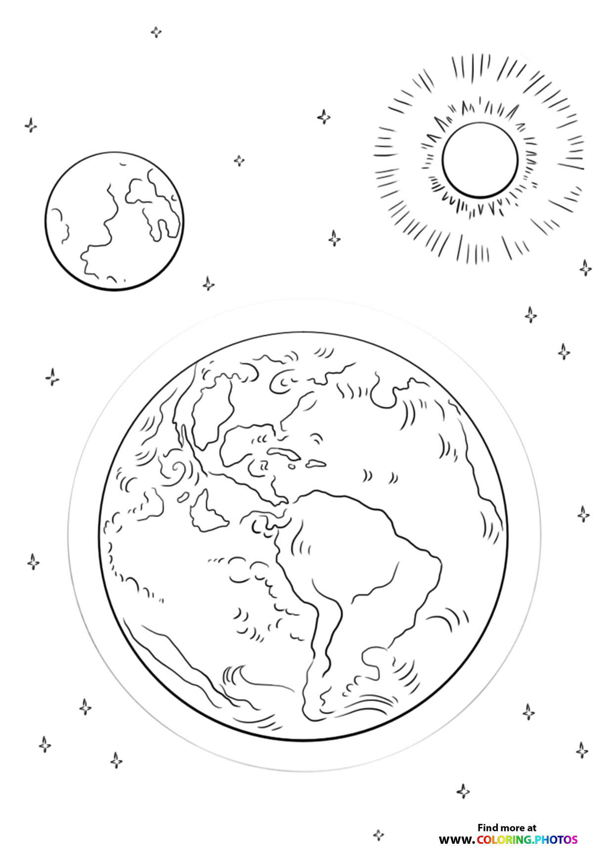 Earth moon and sun